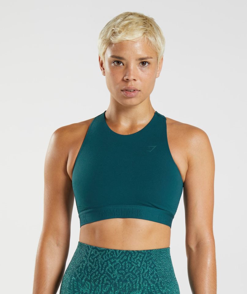 Staniki Sportowe Gymshark 315 Performance High Neck Damskie Turkusowe | PL 362YEZ